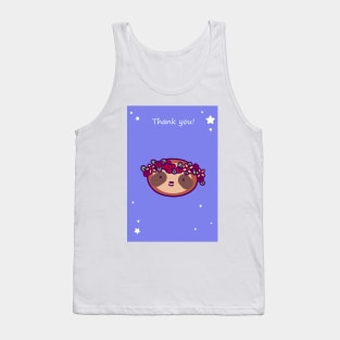 Thank You - Flower Crown Sloth Face Tank Top